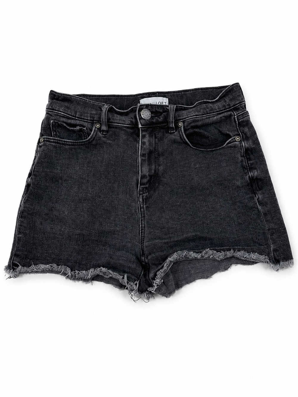 LOFT Black Frayed Hem Denim Shorts size 26/2